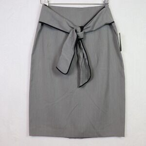 WORTHINGTON Gray Tie Waist Piping Pencil Skirt 12